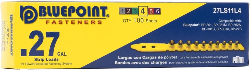 Bluepoint .27 Caliber Yellow Strip Powder Loads for Power Actuated Fastening System (100 Count). Item# 27LS11L4. Ideal for Reliable Fastening Applications. - Image 2